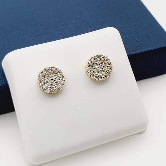 "14K Gold Plated Cubic Zircon Earrings, INUS1BR125 - Picture 3 of 9